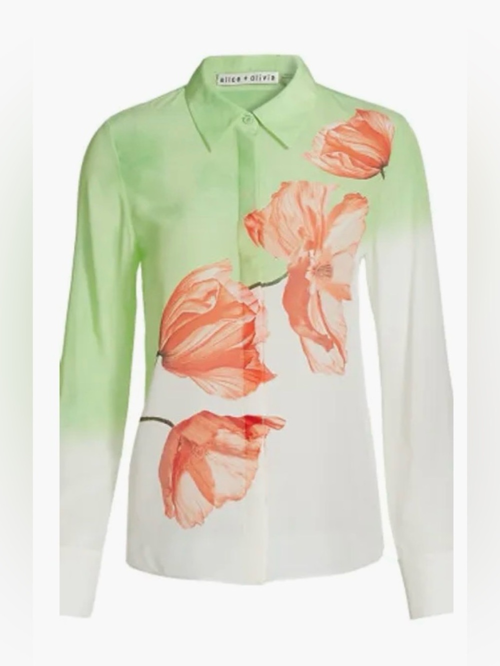 alice + olivia Brady Ombré Floral Silk Shirt